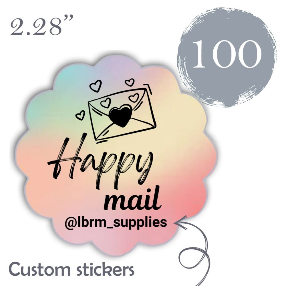 100 Thank you Stickers Thermal Scalloped flowers Glossy